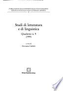 Studi di letteratura e di linguistica