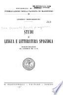 Studi di lingua e letteratura spagnola