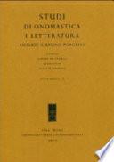 Studi di onomastica e letteratura offerti a Bruno Porcelli