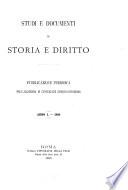 Studi e documenti di storia e diritto