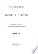 Studi e documenti di storia e diritto