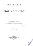 Studi e documenti di storia e diritto