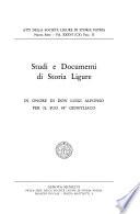 Studi e documenti di storia Ligure