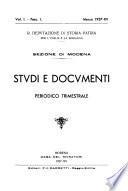 Studi e documenti