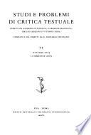 Studi e problemi di critica testuale
