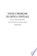 Studi e problemi di critica testuale