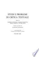 Studi e problemi di critica testuale