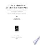 Studi e problemi di critica testuale
