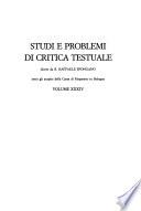 Studi e problemi di critica testuale