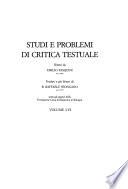Studi e problemi di critica testuale
