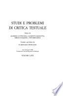 Studi e problemi di critica testuale