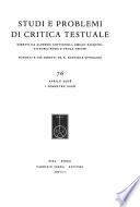 Studi e problemi di critica testuale