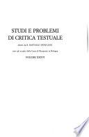 Studi e problemi di critica testuale