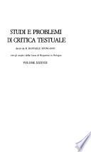 Studi e problemi di critica testuale