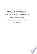 Studi e problemi di critica testuale