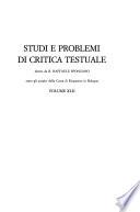 Studi e problemi di critica testuale