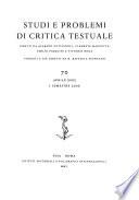 Studi e problemi di critica testuale