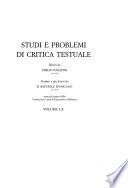 Studi e problemi di critica testuale