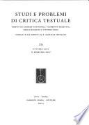 Studi e problemi di critica testuale