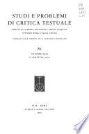 Studi e problemi di critica testuale
