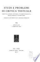 Studi e problemi di critica testuale