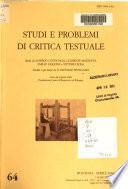 Studi e problemi di critica testuale