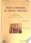 Studi e problemi di critica testuale