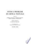 Studi e problemi di critica testuale