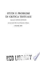 Studi e problemi di critica testuale