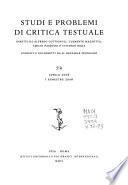 Studi e problemi di critica testuale
