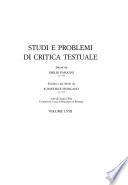 Studi e problemi di critica testuale
