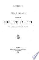 Studi e ricerche intorno a Giuseppe Baretti