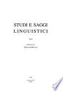 Studi e saggi linguistici