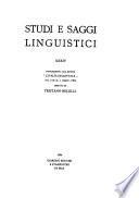 Studi e saggi linguistici