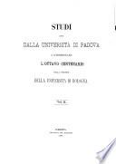 Studi editi dalla Università di Padova a commemorare l'ottavo centenario della origine della Universita di Bologna
