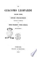 Studi filologici di Giacomo Leopardi
