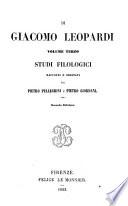 Studi filologici raccolti e ordinati da Pietro Pellegrini e Pietro Giordani. 2a ed