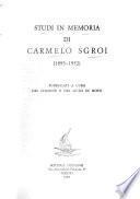 Studi in memoria di Carmelo Sgroi (1893-1952)