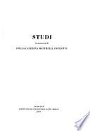 Studi in memoria di Giulia Caterina Mastrelli Anzilotti