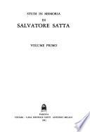 Studi in memoria di Salvatore Satta
