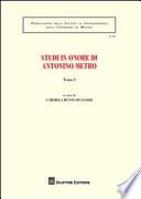 Studi in onore di Antonino Metro