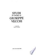 Studi in onore di Giuseppe Vecchi
