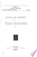 Studi in onore di Italo Siciliano