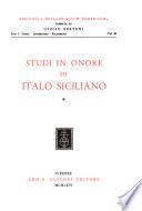 Studi in onore di Italo Siciliano