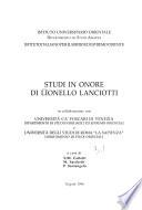 Studi in onore di Lionello Lanciotti