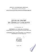 Studi in onore di Lionello Lanciotti