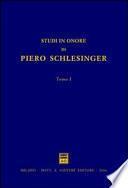 Studi in onore di Piero Schlesinger