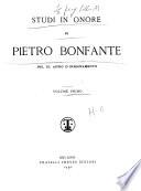 Studi in onore di Pietro Bonfante nel XL anno d'insegnamento ...