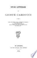 Studi letterari di Giosuè Carducci