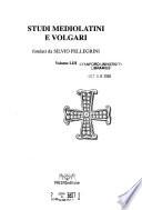 Studi mediolatini e volgari